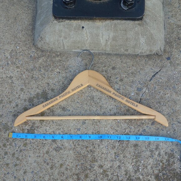 Vintage Canadian Pacific Hotels Wood Hanger with Wood Pants Bar - Picture 6 of 13